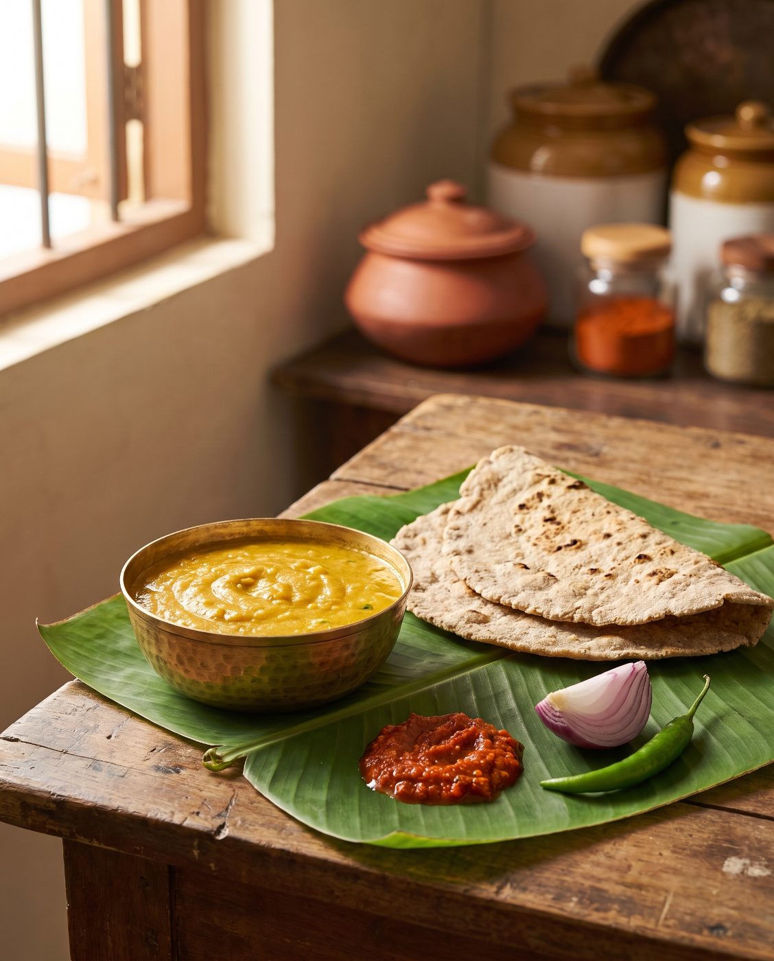 Pithla with bhakri
